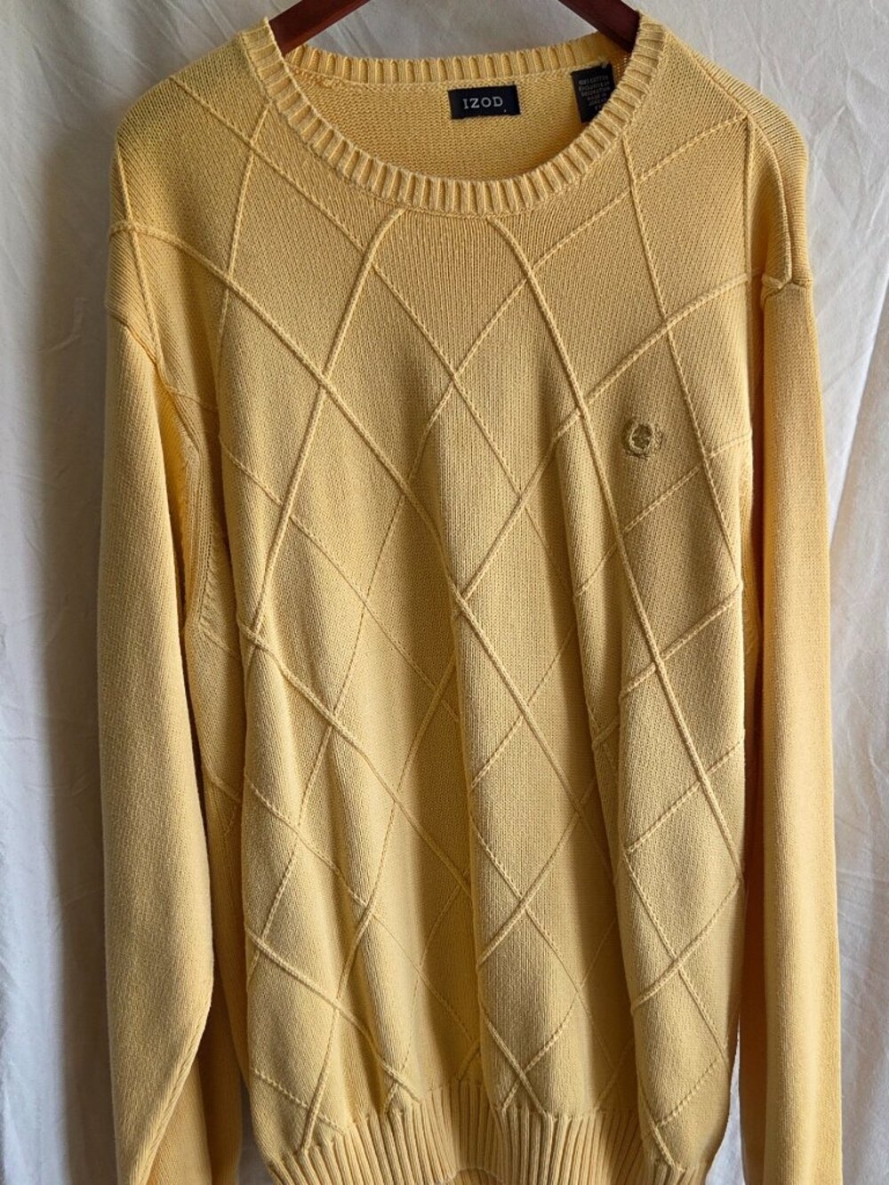 IZOD Men's Pastel Yellow Knit Crewneck Sweater